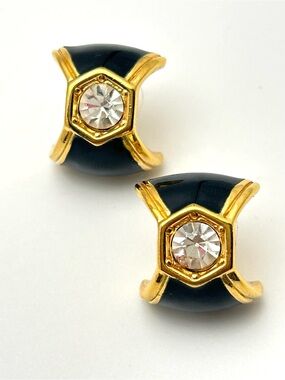 Swarovski Crystal Black and Gold Earrings